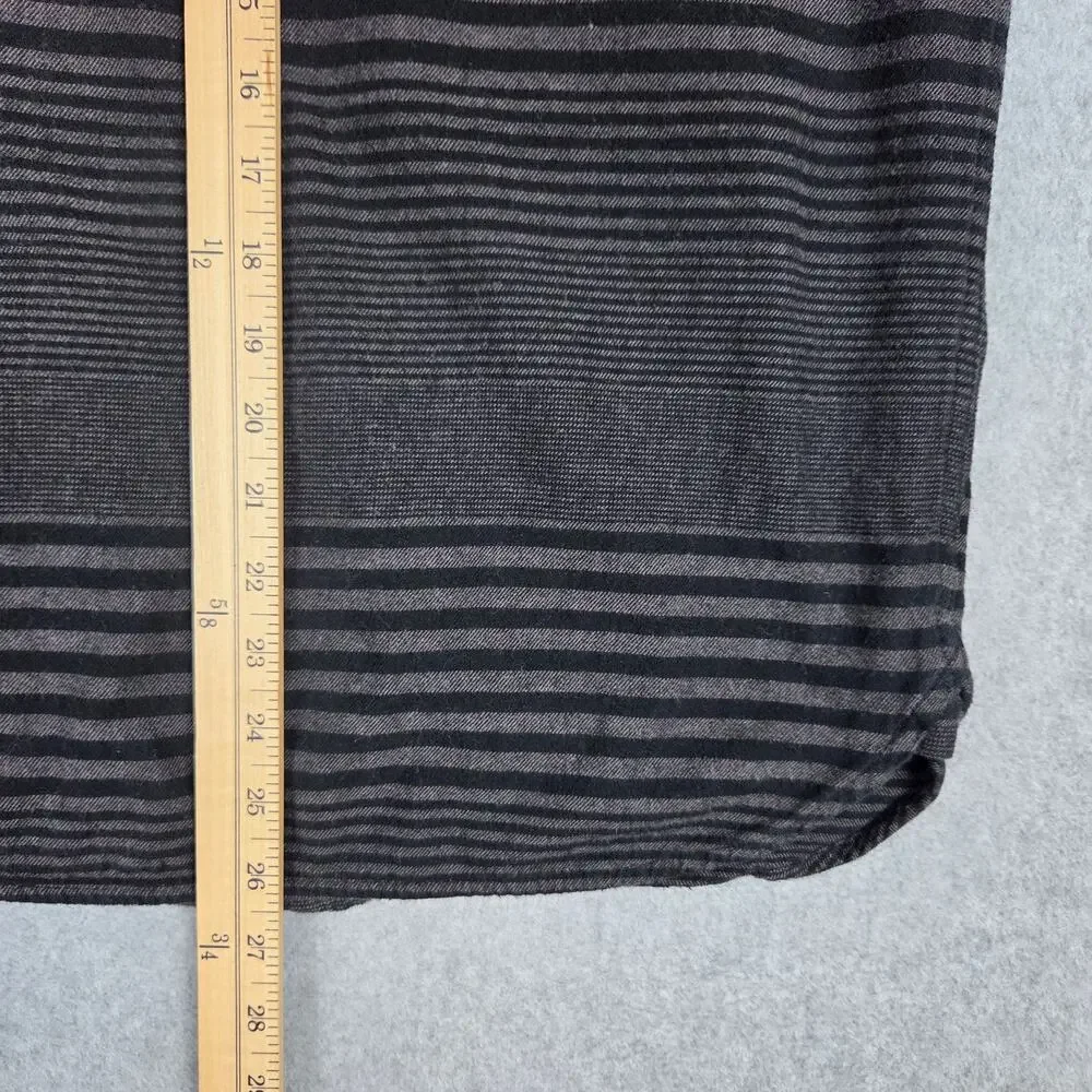 Levi's Mens Medium Black Gray Stripe Long Sleeve Flannel Button Down Shirt - Picture 10 of 13